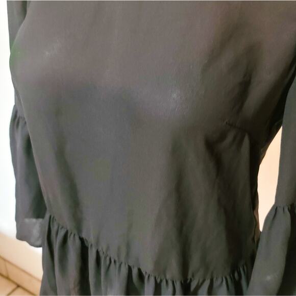 FREE with bundle! J. Crew black flounce sleeve chiffon semi-sheer peplum blouse - Picture 4 of 11